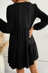 Lace Puff Sleeve Buttoned Tiered Ruffled Mini Dress